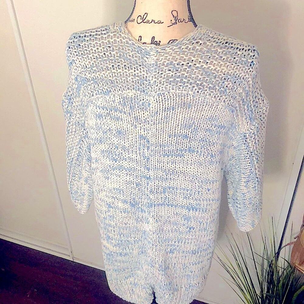 Gap Blue & White Oversized Knit Cardigan size Small - Picture 6 of 8